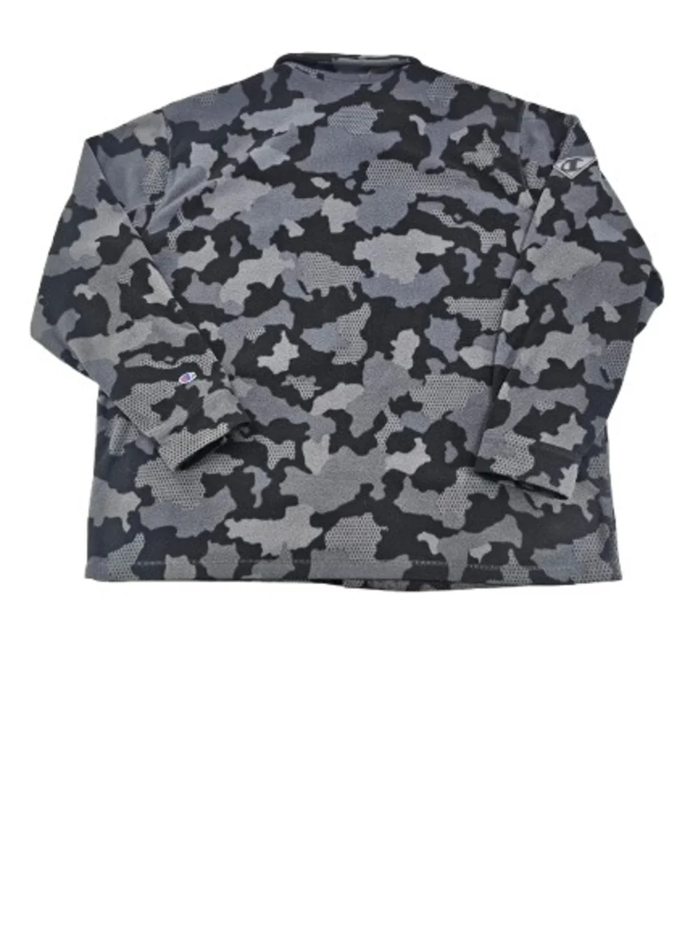 Champion Athleticwear Camo Fleece Jacket Men's 2XL Grey Black Snap Shacket Logo - Picture 2 of 7